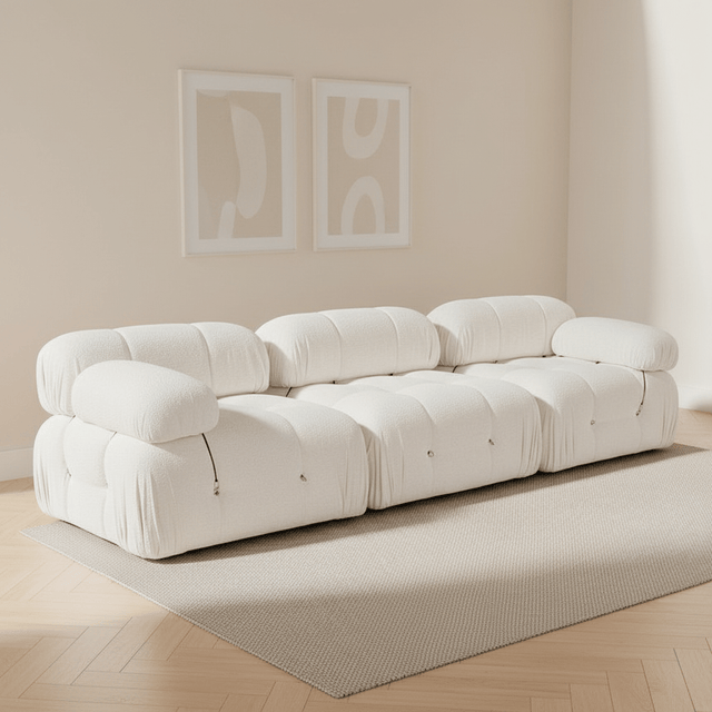 Modulares Sofa 3-Sitzer Bubble Bouclé weiß