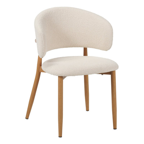 Eetkamerstoelen - Japandi Eetkamerstoel Yuka Beige - Eikenlook Frame - Dimehouse