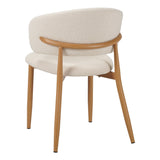 Eetkamerstoelen - Japandi Eetkamerstoel Yuka Beige - Eikenlook Frame - Dimehouse