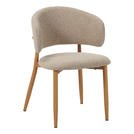 Eetkamerstoelen - Japandi Eetkamerstoel Yuka Zand - Eikenlook Frame - Dimehouse