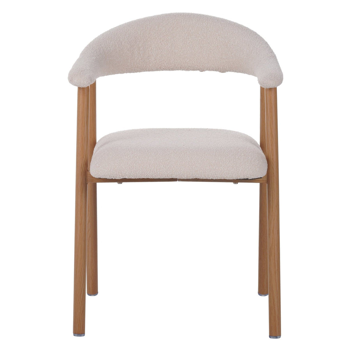 Eetkamerstoelen - Japandi Eetkamerstoel Beige Bouclé Suki - Eikenlook Frame - Met Armleuning - Dimehouse