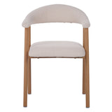 Eetkamerstoelen - Japandi Eetkamerstoel Beige Bouclé Suki - Eikenlook Frame - Met Armleuning - Dimehouse