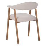 Eetkamerstoelen - Japandi Eetkamerstoel Beige Bouclé Suki - Eikenlook Frame - Met Armleuning - Dimehouse