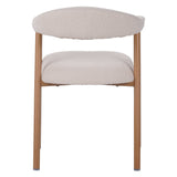 Eetkamerstoelen - Japandi Eetkamerstoel Beige Bouclé Suki - Eikenlook Frame - Met Armleuning - Dimehouse