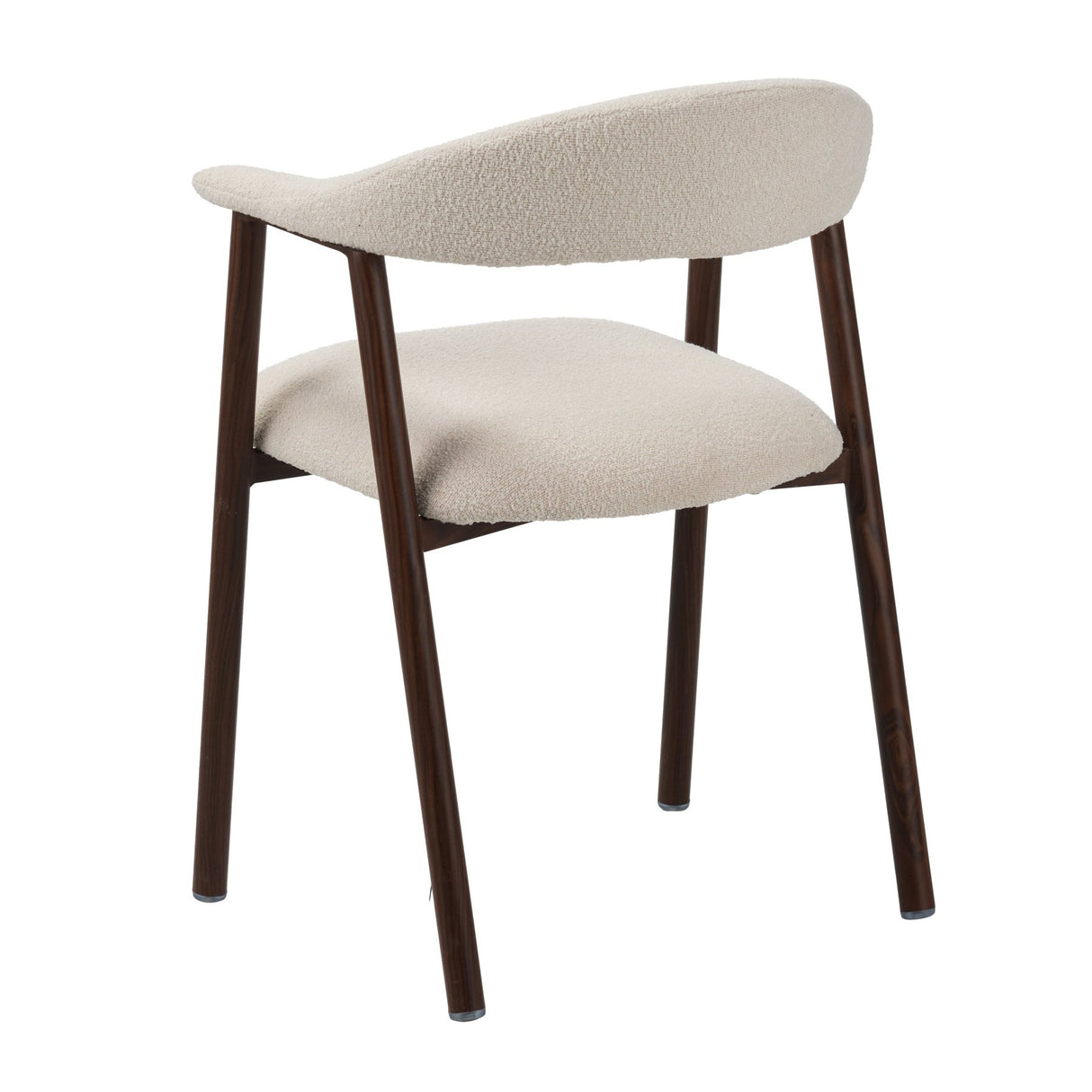 Eetkamerstoelen - Japandi Eetkamerstoel Beige Bouclé Suki - Walnoot Frame - Met Armleuning - Dimehouse