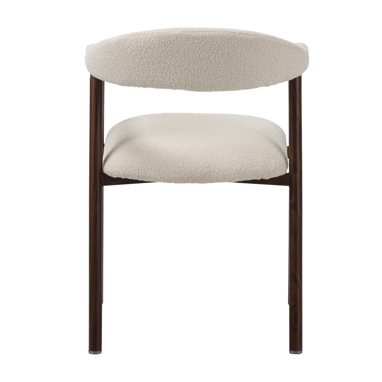Eetkamerstoelen - Japandi Eetkamerstoel Beige Bouclé Suki - Walnoot Frame - Met Armleuning - Dimehouse