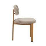 Eetkamerstoelen - Japandi Eetkamerstoel Miyo Bouclé Zandkleur - Eikenlook Frame - Dimehouse