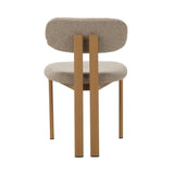 Eetkamerstoelen - Japandi Eetkamerstoel Miyo Bouclé Zandkleur - Eikenlook Frame - Dimehouse