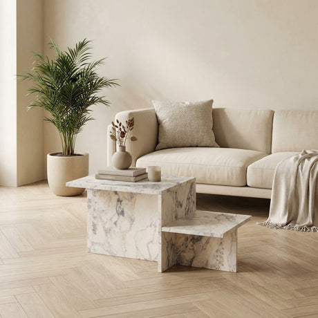 Salontafels - Salontafel Marmer Melamine - 80 x 40 cm - Eterna - Dimehouse