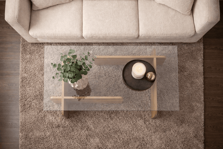 Salontafels - Salontafel Naturel Glas Opal 105x65x30 cm - Dimehouse