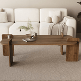 Salontafels - Salontafel Walnoot melamine Japandi - 120 x 60 cm - ronde hoeken - Lovge - Dimehouse