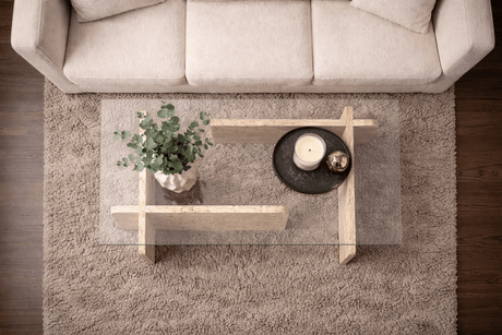 Salontafels - Salontafel travertin glas Opal 105x65 cm - Dimehouse