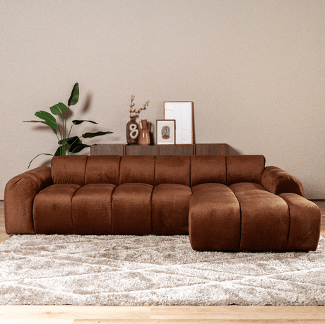 Banken-Ecksofa mit Lounge-Käufer Samt Strukturstoff - Streifen - rechts - Brix-Dimehouse
