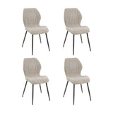 Eetkamerstoelen - Set van 4 eetkamerstoelen Luna Bouclé Zand - Dimehouse