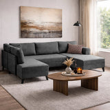 Banken - Slaapbank Antraciet stof - U - bank - XXL 300x202x152cm - Belen - Dimehouse