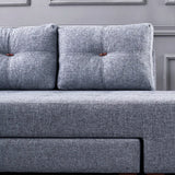 Banken - Slaapbank lichtblauw stof - XL 280x206 cm - met wielen - Rechts - Manama - Dimehouse
