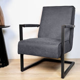 Fauteuils - Industriële fauteuil antraciet eco - leer Tiger - Dimehouse