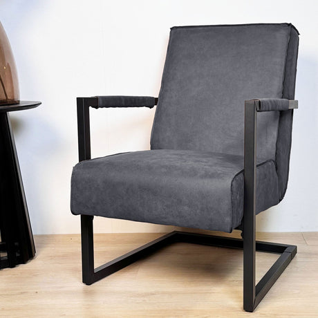 Fauteuils - Industriële fauteuil antraciet eco - leer Tiger - Dimehouse
