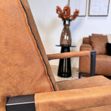 Fauteuils - Industriële fauteuil cognac eco - leer Tiger - Dimehouse