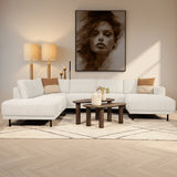 Banken - Moderne U - Bank Hoekbank Beige Stof - Links - 310x197x142 cm - Aniko - Dimehouse