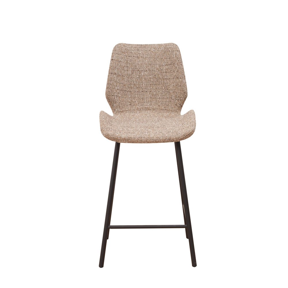 Barkrukken - Beau Barkruk Beige Chenille Stof - 67 cm Zithoogte - Zonder Armleuningen - Dimehouse