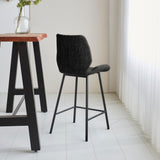 Barkrukken - Beau Barkruk Zwart Chenille Stof - 67 cm Zithoogte - Zonder Armleuningen - Dimehouse