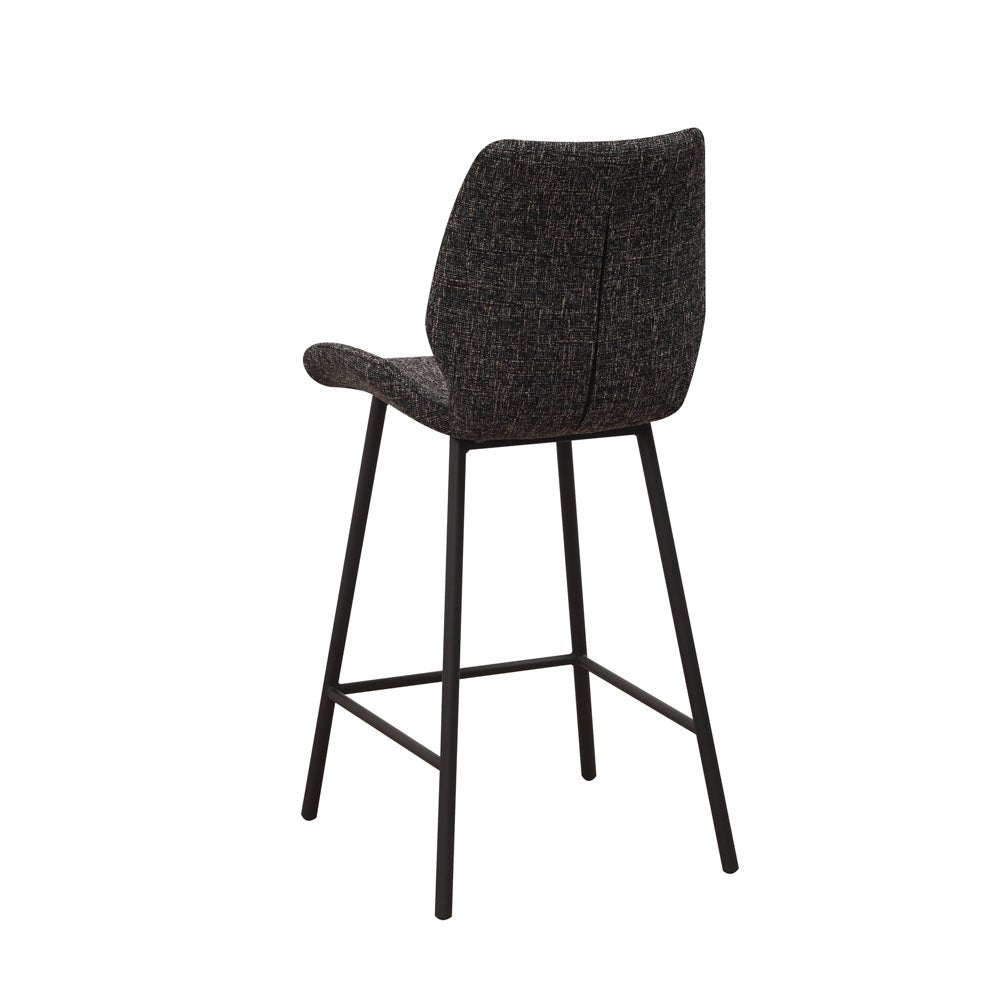 Barkrukken - Beau Barkruk Zwart Chenille Stof - 67 cm Zithoogte - Zonder Armleuningen - Dimehouse