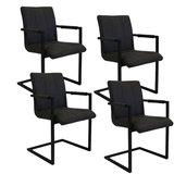 Eetkamerstoelen - Set van 4 Industriële Eetkamerstoelen Jackson Antraciet - Microvezel - Met Armleuningen - Dimehouse