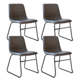 Eetkamerstoelen - Set van 4 Industriële Eetkamerstoelen Mark Antraciet Kunstleer - Zonder Armleuningen - Dimehouse