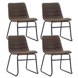 Eetkamerstoelen - Set van 4 Industriële Eetkamerstoelen Mark Taupe Kunstleer - Zonder Armleuningen - Dimehouse