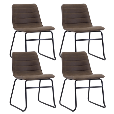 Eetkamerstoelen - Set van 4 Industriële Eetkamerstoelen Mark Taupe Kunstleer - Zonder Armleuningen - Dimehouse