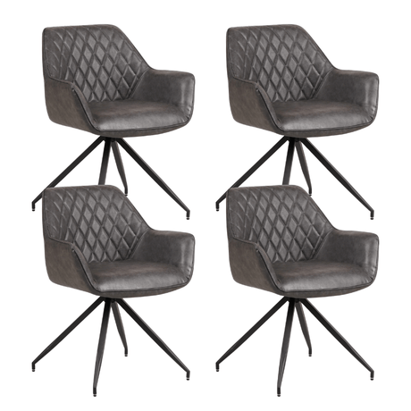 Eetkamerstoelen - Set van 4 Industriële Eetkamerstoelen Gian Antraciet - Met Armleuningen - Dimehouse
