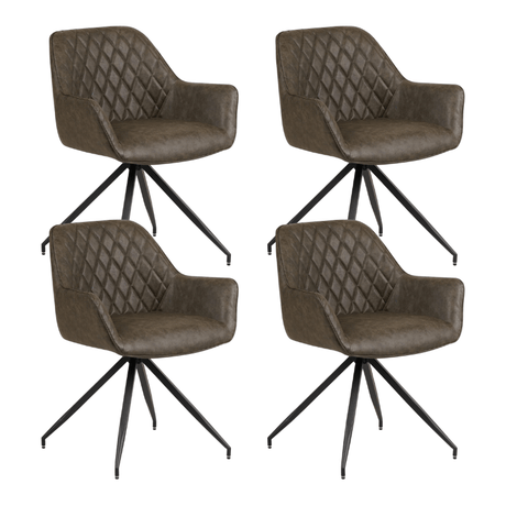 Eetkamerstoelen - Set van 4 Industriële Eetkamerstoelen Gian Groen - Met Armleuningen - Dimehouse