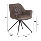 Eetkamerstoelen - Industriële Eetkamerstoel Taupe Gian - Kunstleer - Ruitpatroon - Met Armleuningen - Dimehouse