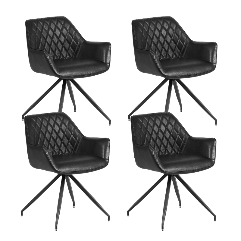 Eetkamerstoelen - Set van 4 Industriële Eetkamerstoelen Gian Zwart - Met Armleuningen - Dimehouse