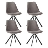 Eetkamerstoelen - Set van 4 Eetkamerstoelen Jace Velvet Grijs - Zonder Armleuningen - Dimehouse