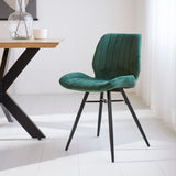 Eetkamerstoelen - Beau Eetkamerstoel Groen Velvet Stof - Zonder Armleuningen - Dimehouse