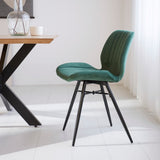 Eetkamerstoelen - Beau Eetkamerstoel Groen Velvet Stof - Zonder Armleuningen - Dimehouse