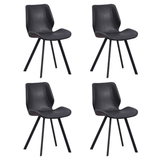 Eetkamerstoelen - Set van 4 Eetkamerstoelen Industrieel Zwart Kunstleer Barry - Zonder Armleuningen - Dimehouse