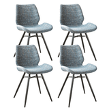 Eetkamerstoelen - Set van 4 Eetkamerstoelen Beau Blauw Chenille Stof - Zonder Armleuningen - Dimehouse
