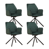 Eetkamerstoelen - Set van 4 Draaibare Eetkamerstoelen Novan Groen Velvet – 180° Draaibaar - Dimehouse