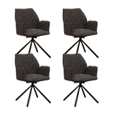 Eetkamerstoelen - Set van 4 Draaibare Eetkamerstoelen Novan Zwart Chenille – 180° Draaibaar - Dimehouse