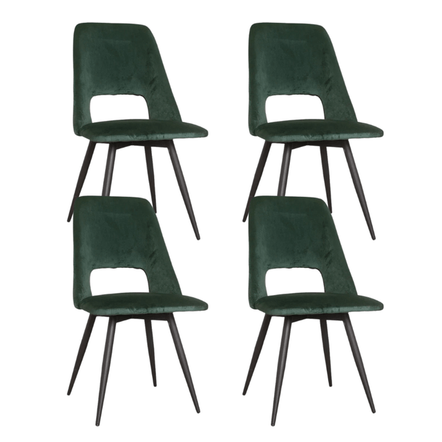 Eetkamerstoelen - Set van 4 Draaibare Eetkamerstoelen Mila Velvet Donker Groen - Zonder Armleuningen - Dimehouse