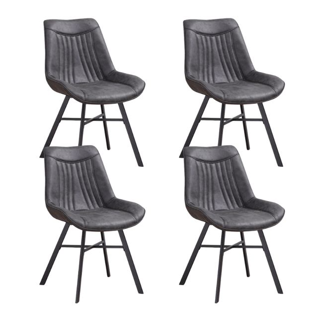 Eetkamerstoelen - Set van 4 Eetkamerstoelen Jada Antraciet Eco - leer - Zonder Armleuningen - Dimehouse