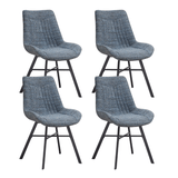 Eetkamerstoelen - Set van 4 Eetkamerstoelen Jada Chenille Stof Blauw - Zonder Armleuningen - Dimehouse