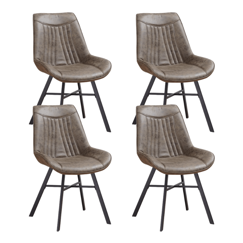 Eetkamerstoelen - Set van 4 Eetkamerstoelen Jada Groen Eco - leer - Zonder Armleuningen - Dimehouse