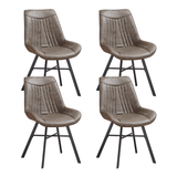 Eetkamerstoelen - Set van 4 Eetkamerstoelen Jada Groen Eco - leer - Zonder Armleuningen - Dimehouse