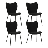 Eetkamerstoelen - Set van 4 Eetkamerstoelen Sia Zwart Bouclé Stof - Zonder Armleuningen - Dimehouse