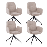 Eetkamerstoelen - Set van 4 Draaibare Eetkamerstoelen Nela Chenille Beige - Met Armleuningen - Dimehouse
