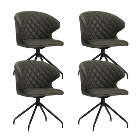 Eetkamerstoelen - Set van 4 Draaibare Eetkamerstoelen Eloi Antraciet - Dimehouse